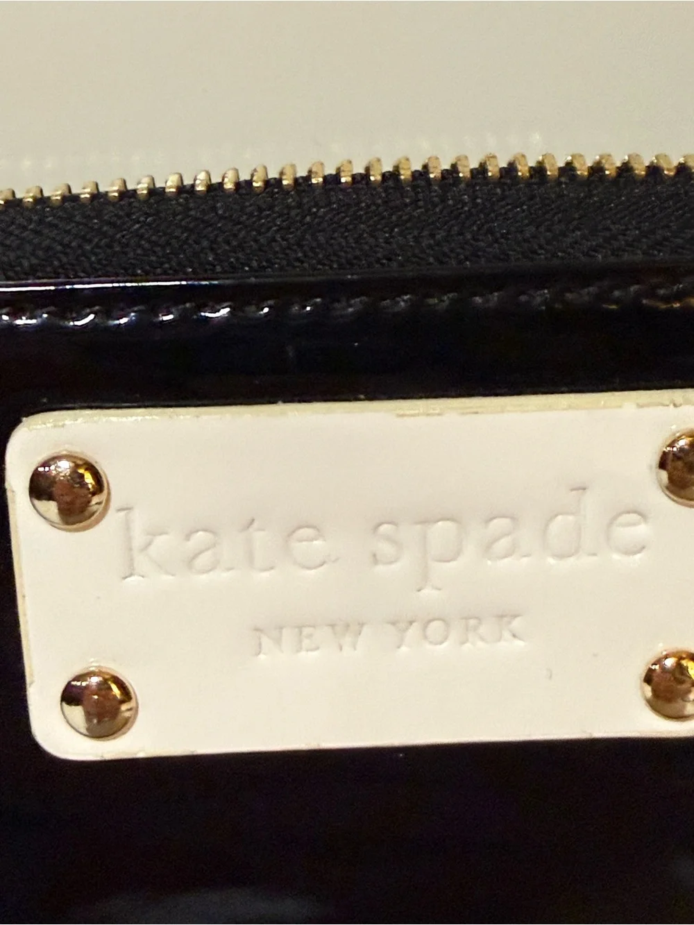 kate spade Neda Henry Street Black Patent Leather Zip Around Wallet